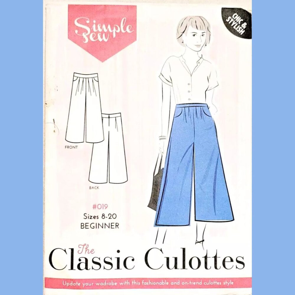 Culottes Sewing Pattern Ladies Beginner Simple Sew sizes 8-20 Vintage New Uncut